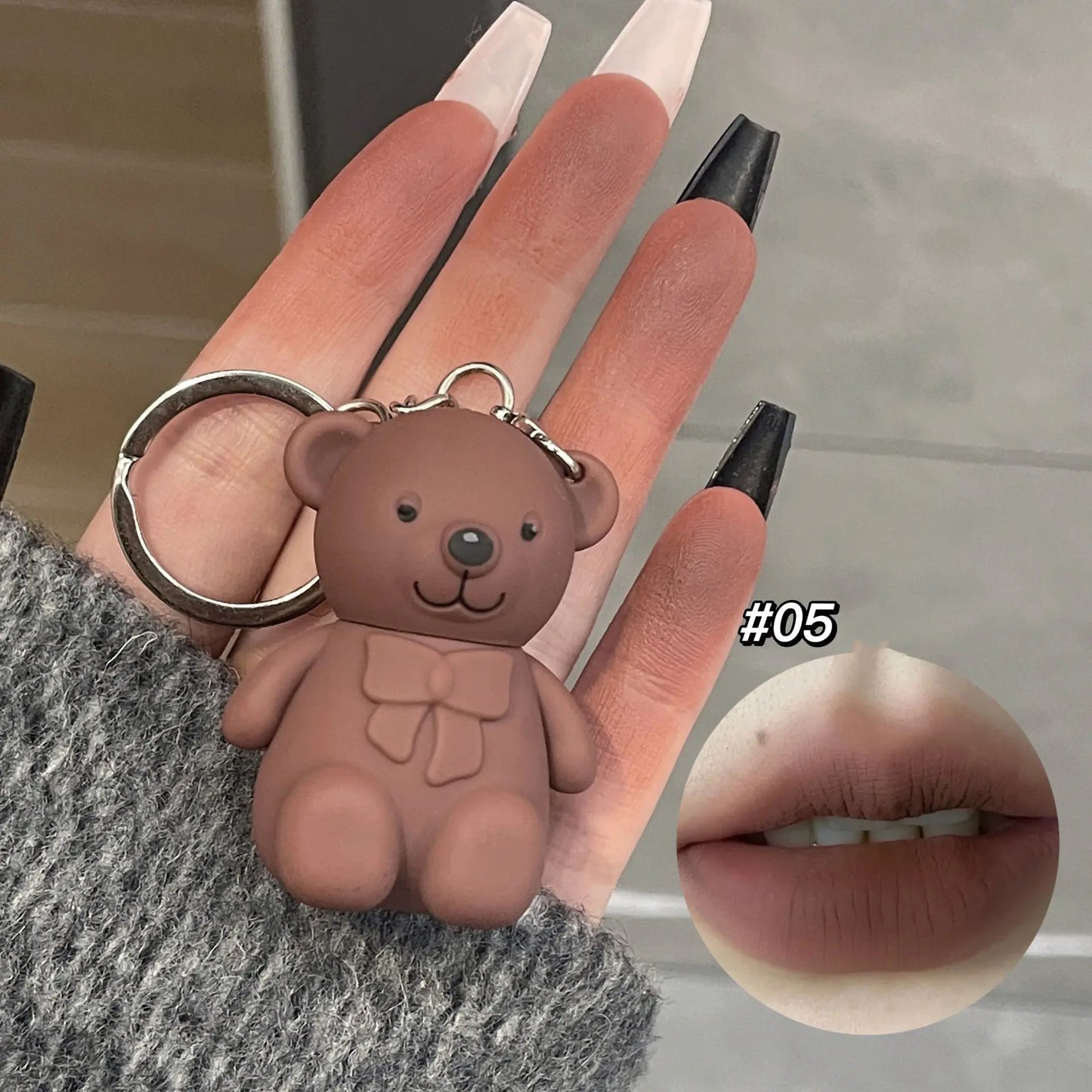 Cute Bear Keychain with Mini Lip Mud - 6 Colors