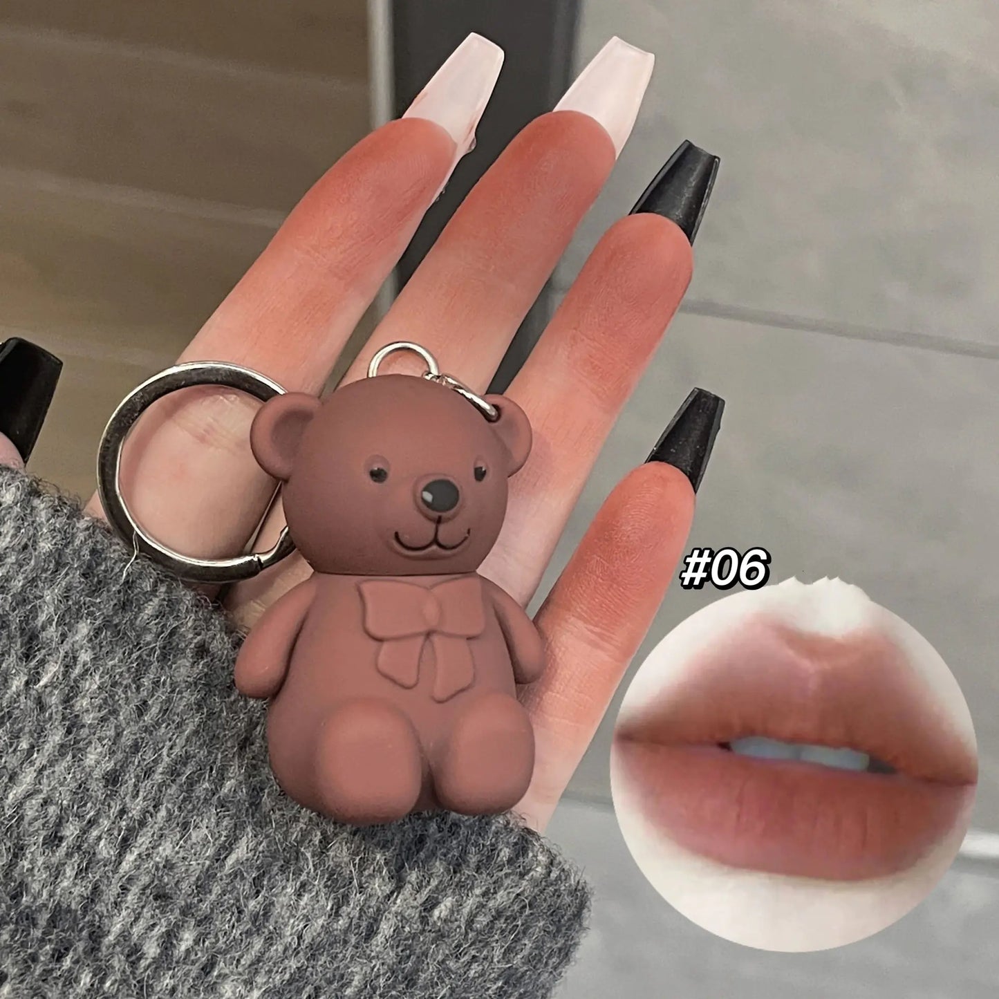 Cute Bear Keychain with Mini Lip Mud - 6 Colors